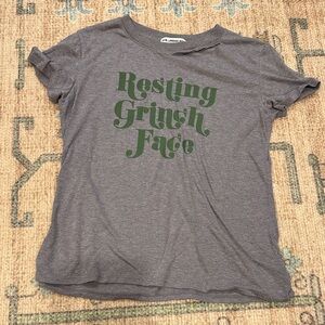 Sub Urban Riot Pullover T-Shirt Womens Resting Grinch Face Gray | Size Small